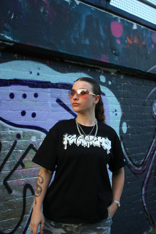 BLACK OVERSIZED GRAFFITI TEE - THE MESSAGE